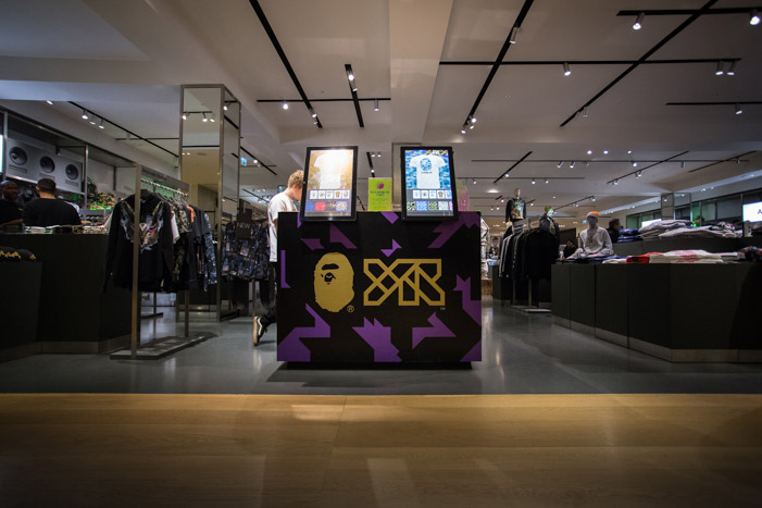 In-store installation for the YR Store and A Bathing Ape collaboration at Selfridges, Oxford Circus.